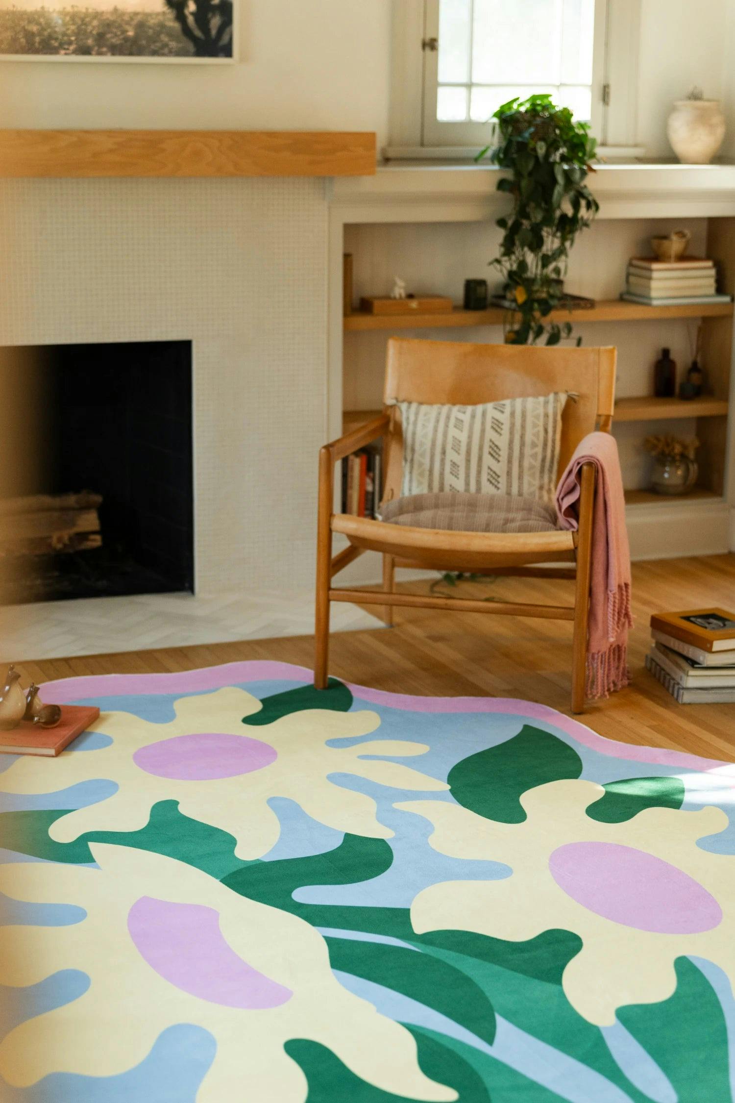 Colorful Wavy Flower Rug by Maggie Stephenson