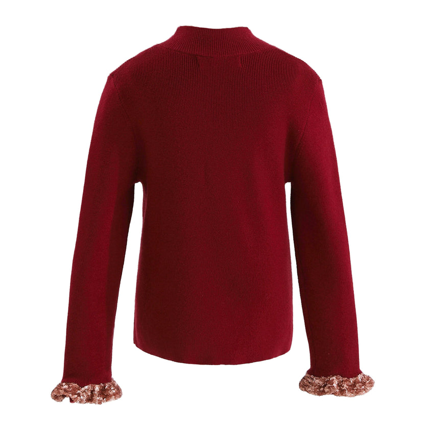Ruby Red Ruffle-Knit Sweater