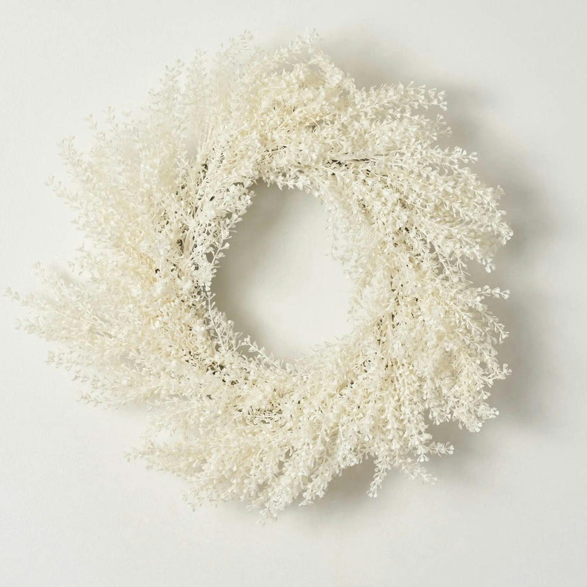 Frosted Shimmer Cream Baby's Breath Gypsophila Christmas Front Door Mantel Wreath 20"