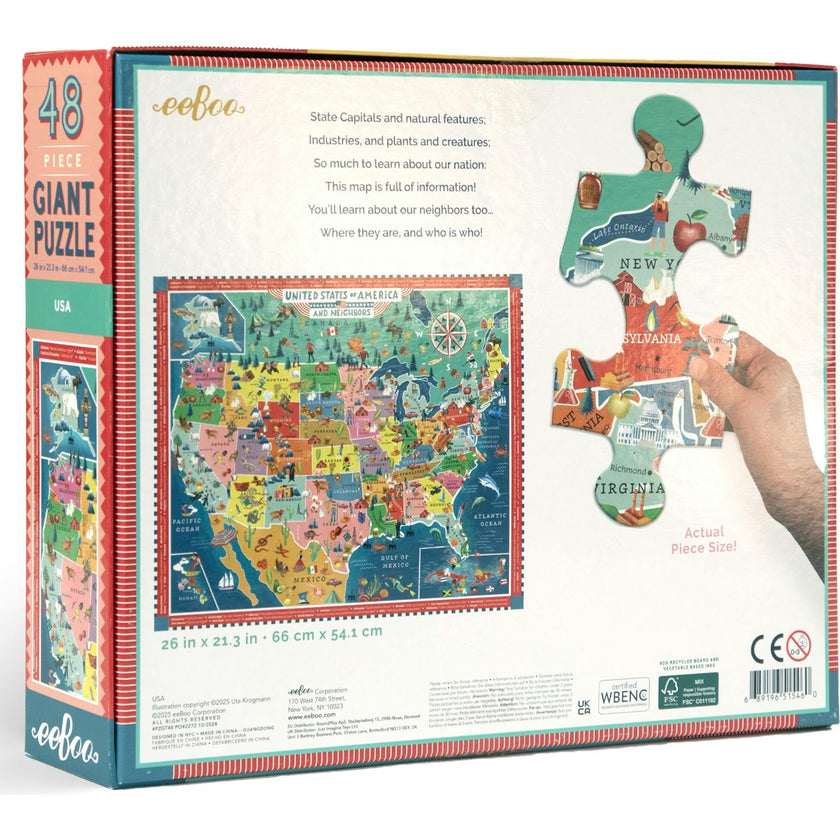 Giant Puzzle: USA Map - 48 Piece