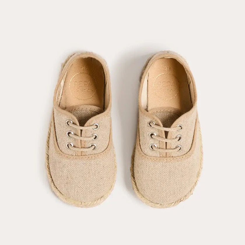 Linen Lace-up Espadrilles in Beige (24-35EU)