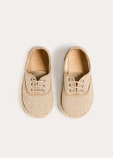 Linen Lace-up Espadrilles in Beige (24-35EU)