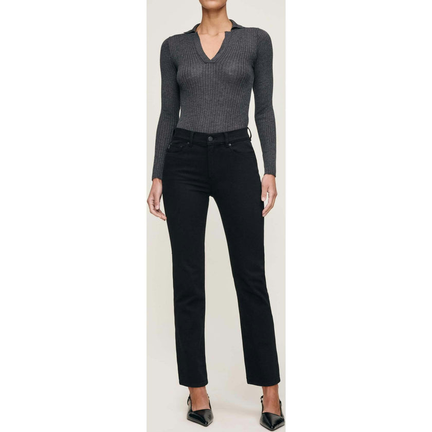 Mara Straight Mid Rise Instasculpt Ankle Jeans  Black