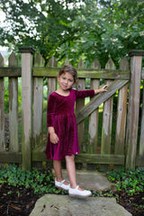Holiday Twirly Dress in Burgundy Bodre