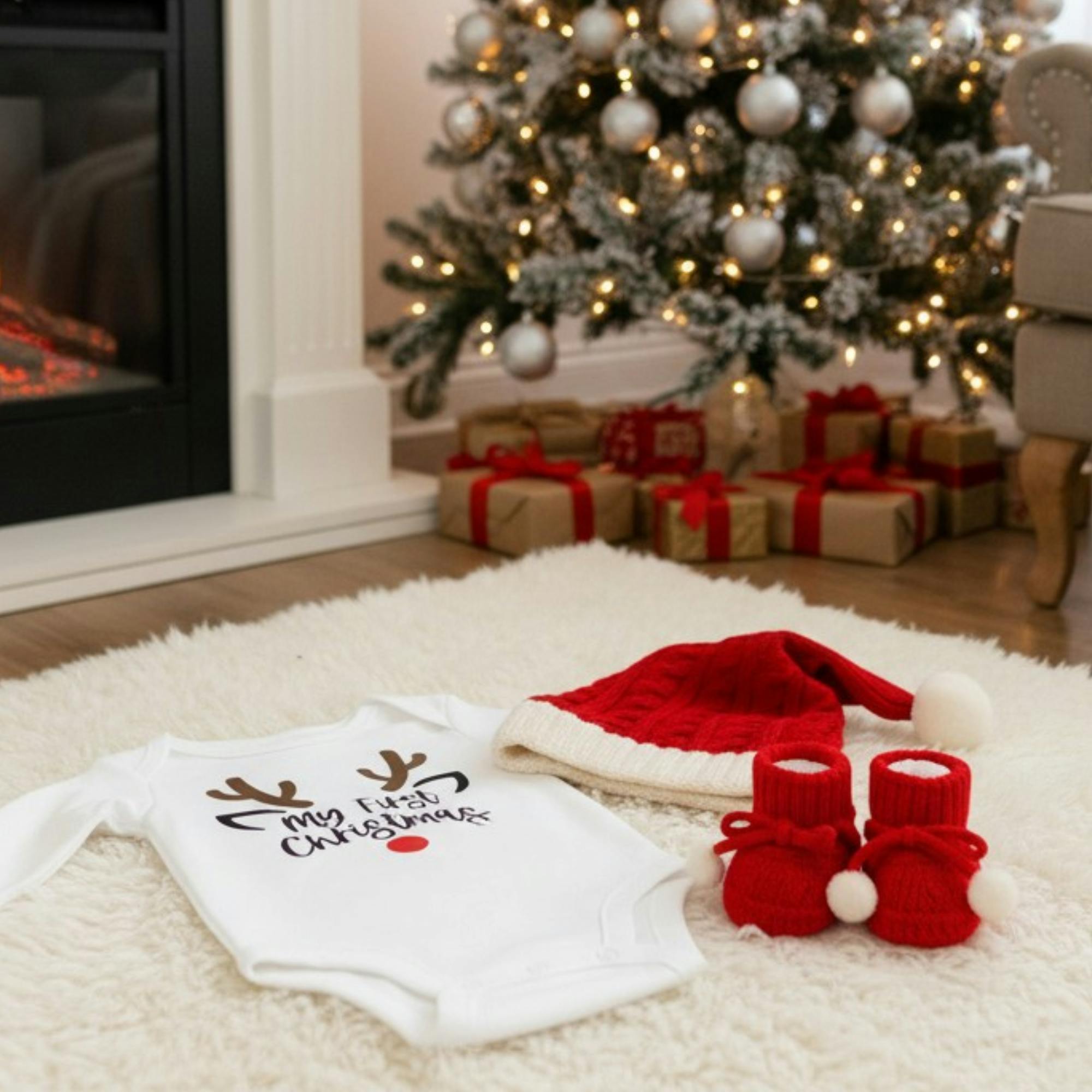 Baby Christmas Red Santa Hat Gift Set