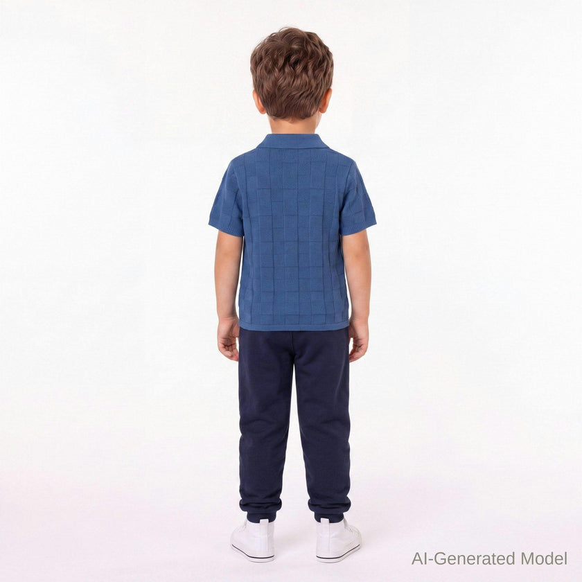 Boys Sweater Knit Polo | Tonal Checker