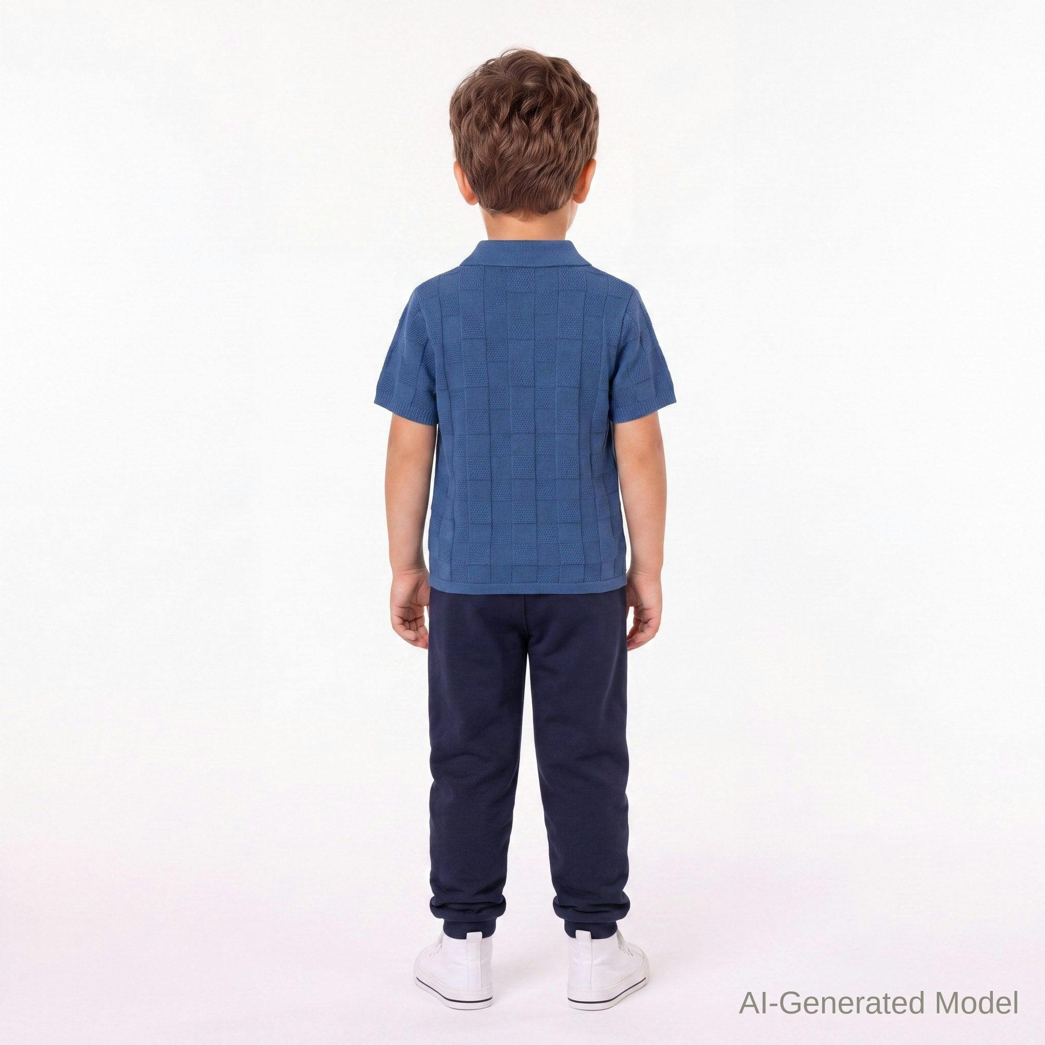 Boys Sweater Knit Polo | Tonal Checker