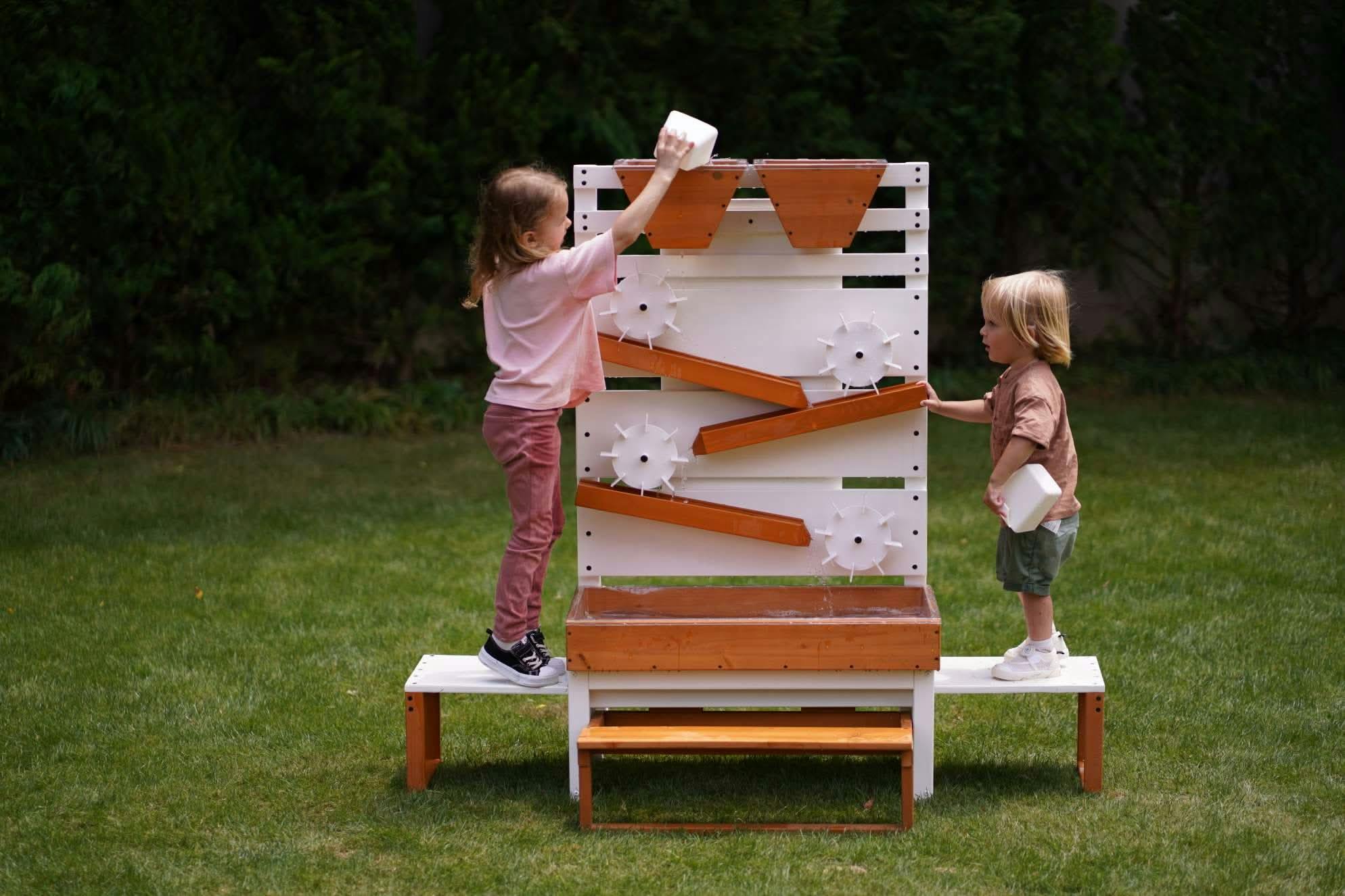 Avenlur Large Wooden Water Table – Multi-Level Sensory Play Station