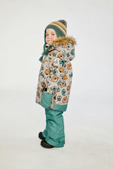 Two Piece Discover Snowsuit Beige Printed with Dogs
