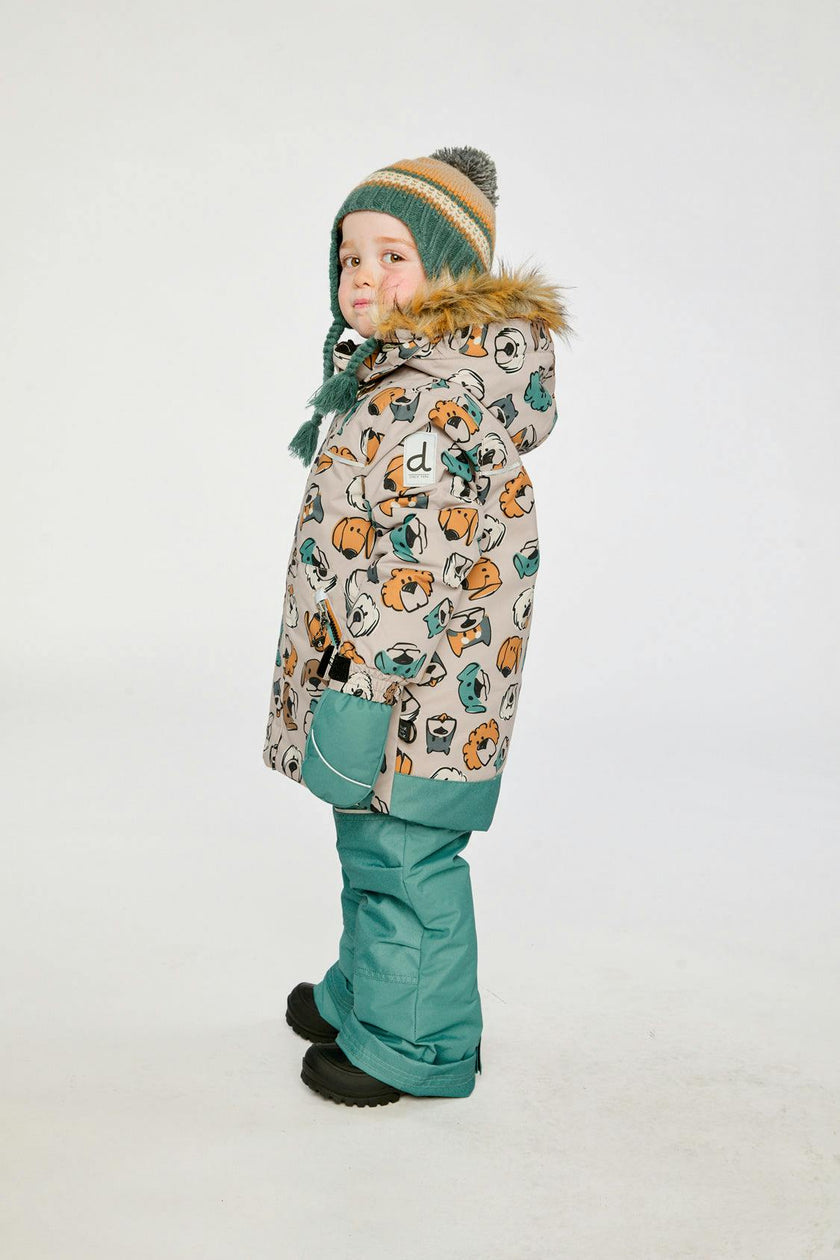 Two Piece Discover Snowsuit Beige Printed with Dogs