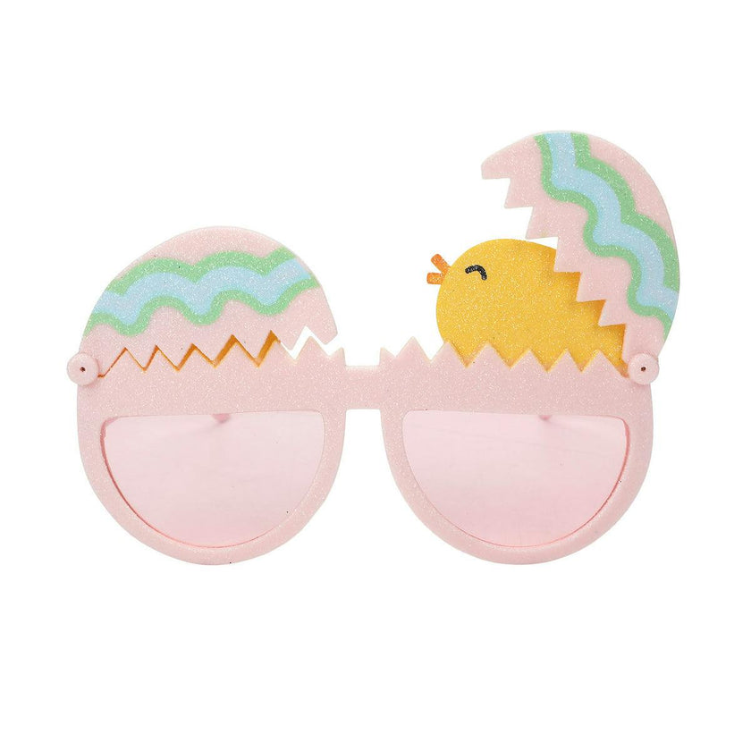 Packed Party Peek-a-Boo Chick Novelty Glasses - Pink Frames with Glitter Chick and Pastel Egg Details, Pink Lenses, and Peep This Gold Text, 5.9x3.5 Inch