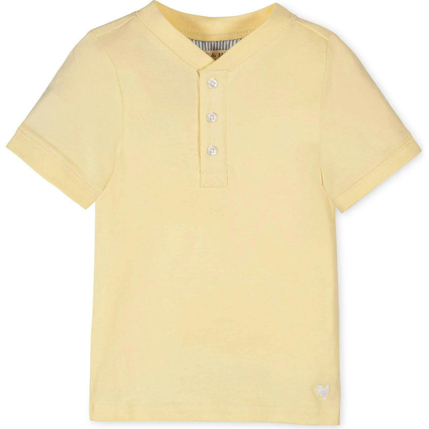 Organic Short Sleeve Henley Tee, Yellow