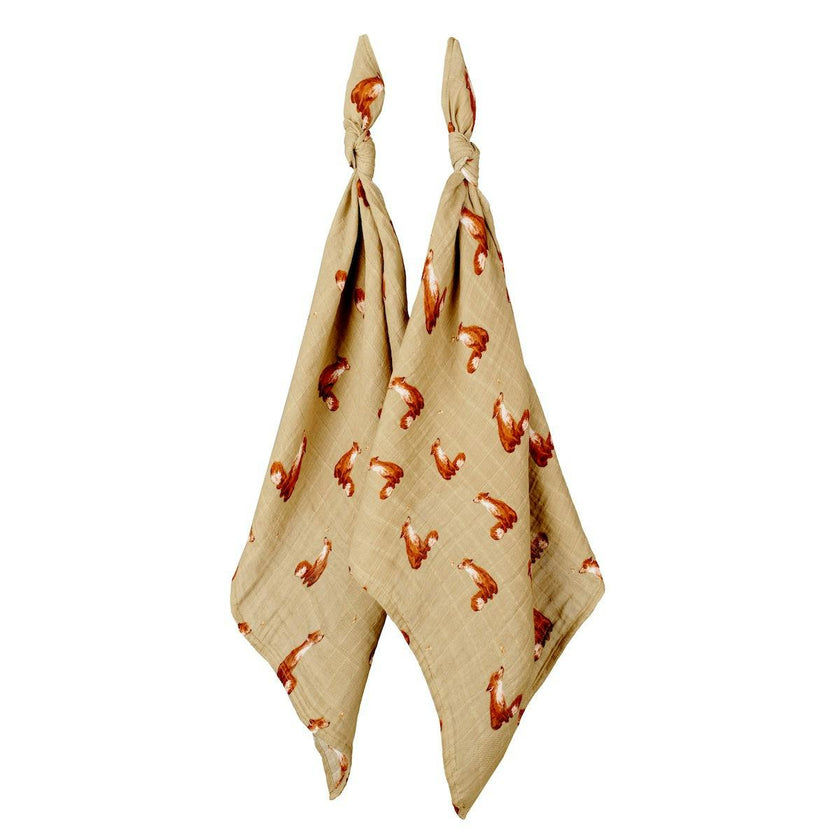 Gold Organic Cotton Muslin Two-Piece Burp Cloth Set