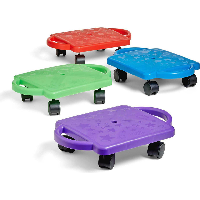 Red Indoor Scooter Board with Safety Handles for Kids Ages 6-12