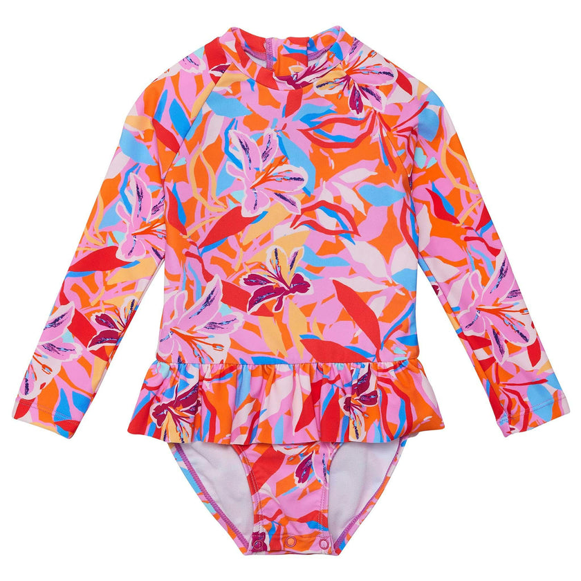 Sustainable High Neck Long Sleeve Waist Skirt Surf Suit