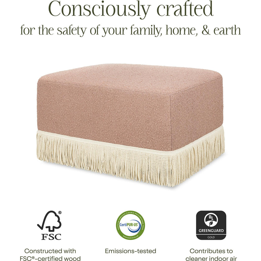 Crawford Boucle With Tassel Fringe Gliding Ottoman