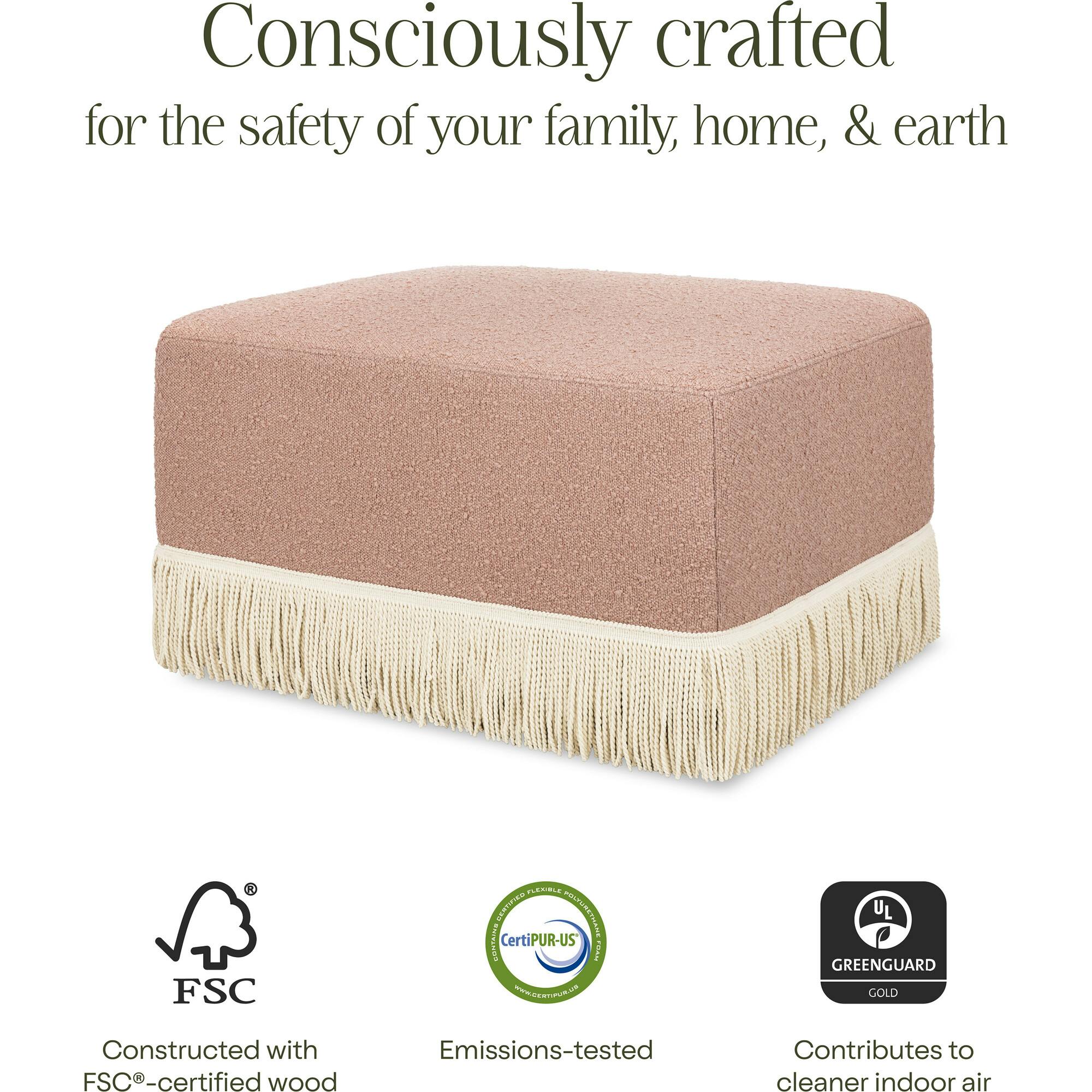 Crawford Boucle With Tassel Fringe Gliding Ottoman