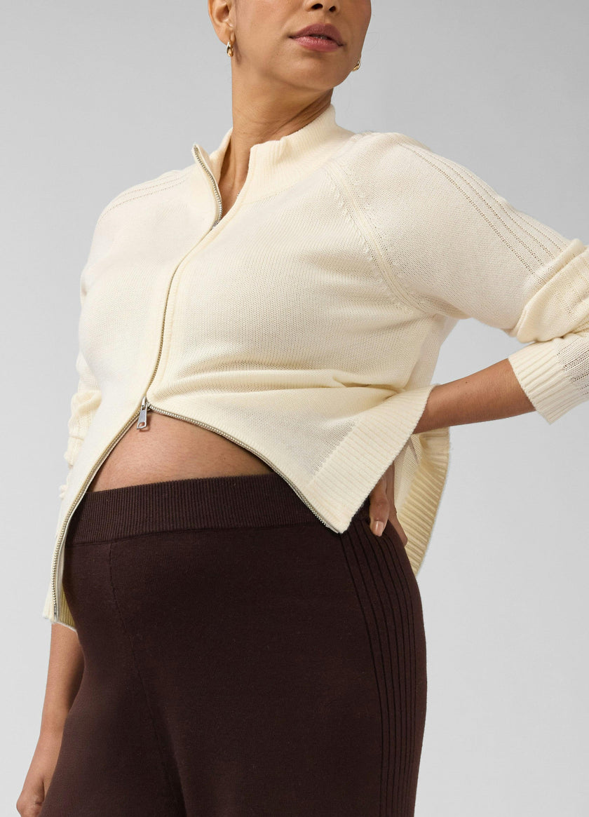 Funnel Neck Raglan Knit Maternity Cardigan