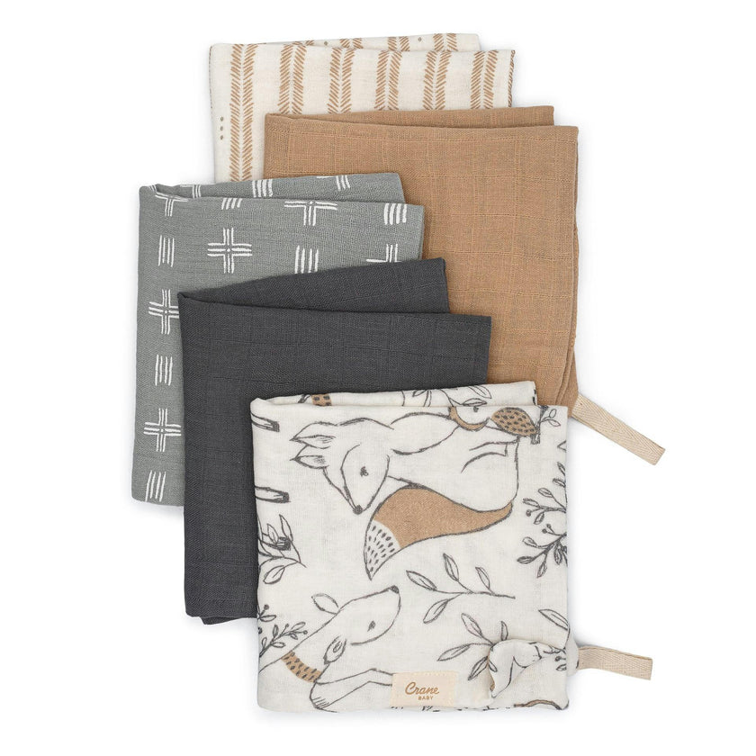 Ezra Woodland Animal Cotton Washcloth (Set of 5)