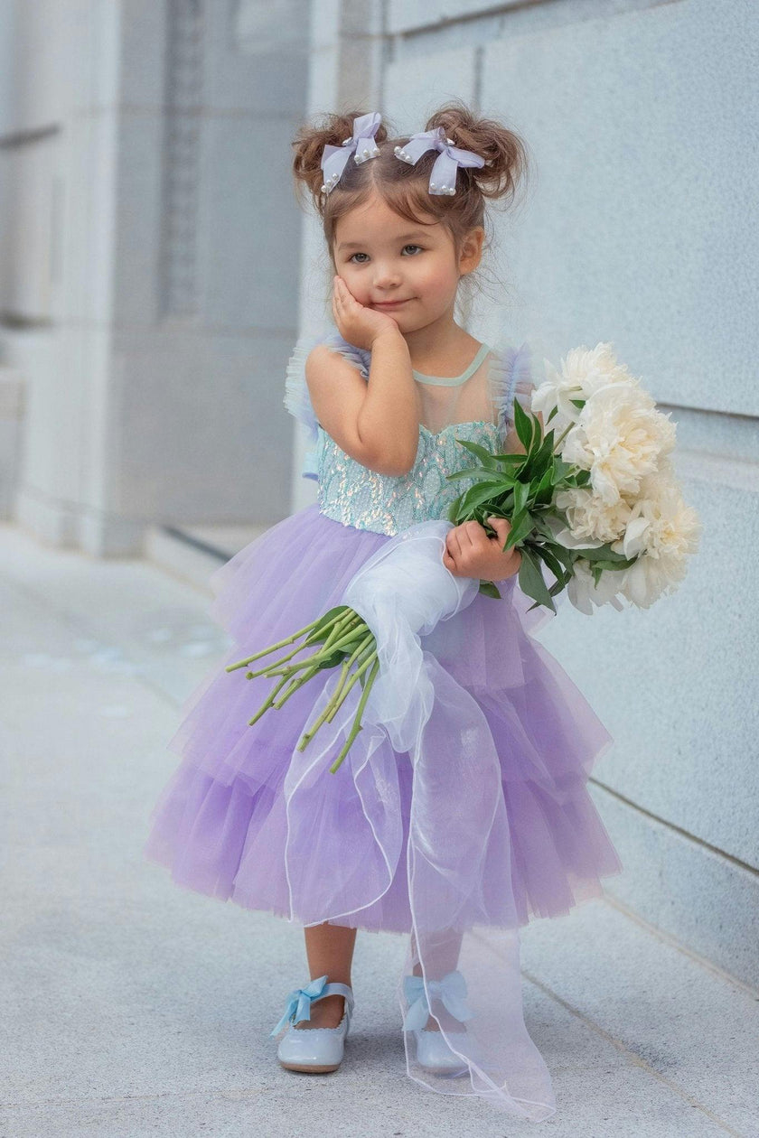 Lilac Dream Tiered Tulle Birthday Dress for Girls