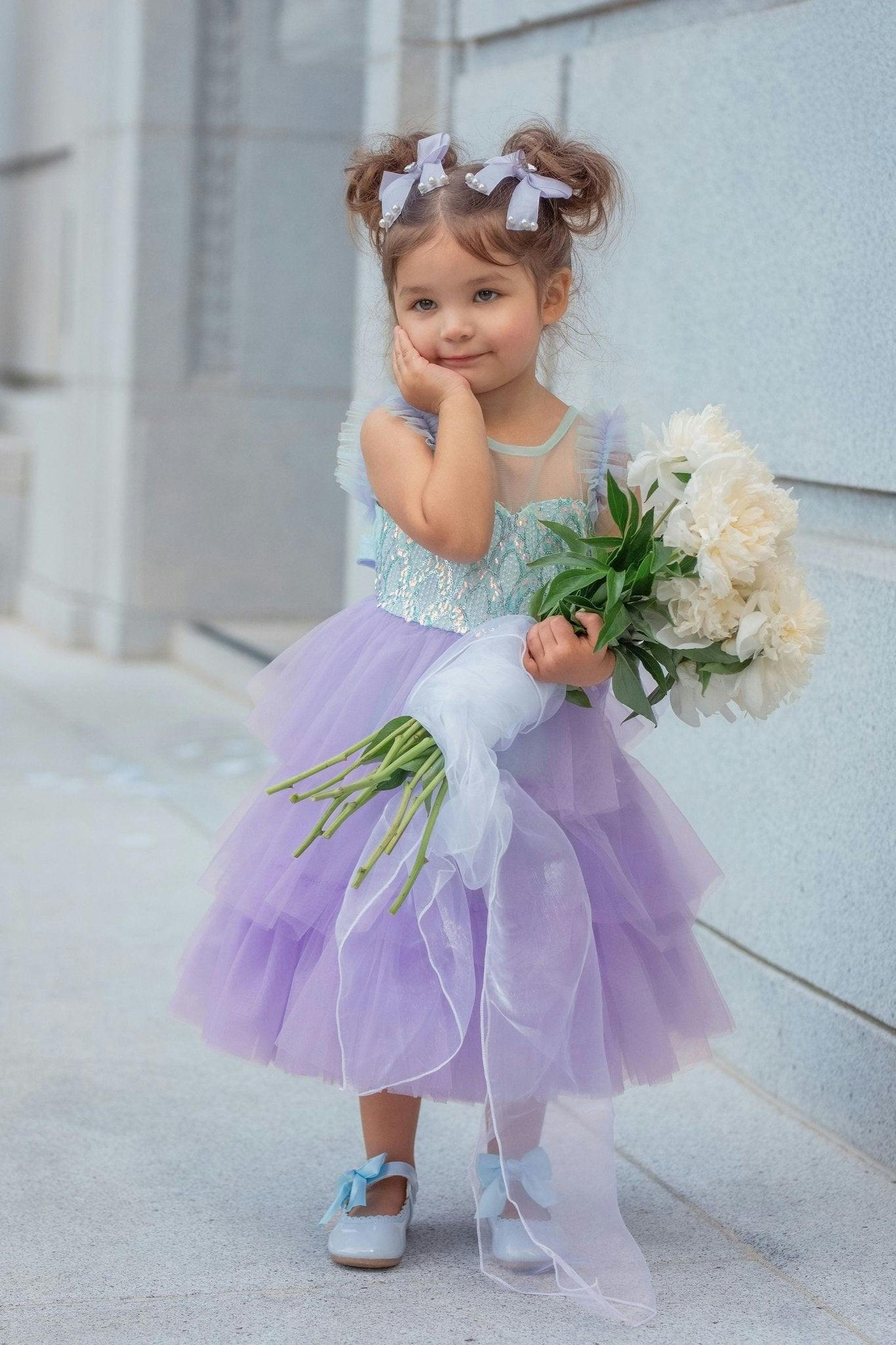 Lilac Dream Tiered Tulle Birthday Dress for Girls