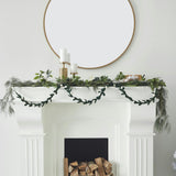 Handmade Christmas Garland - Cream Velvet Balls and Felt Mistletoe - 6'