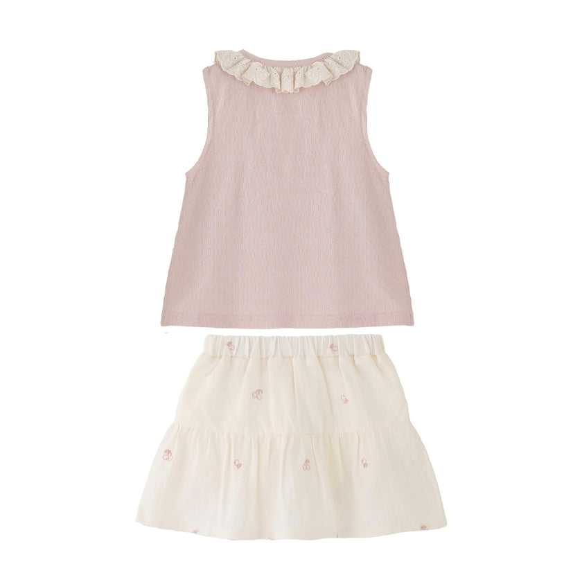 Pink Lace Skirt Set