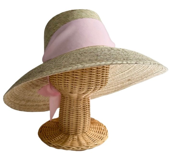 Wildflower Sun Hat (PreOrder Shipping June 15th) - Light Pink Wide & Short Grosgrain Ribbon