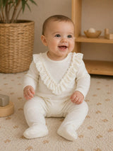 Velour Ruffle Long Sleeve Footie