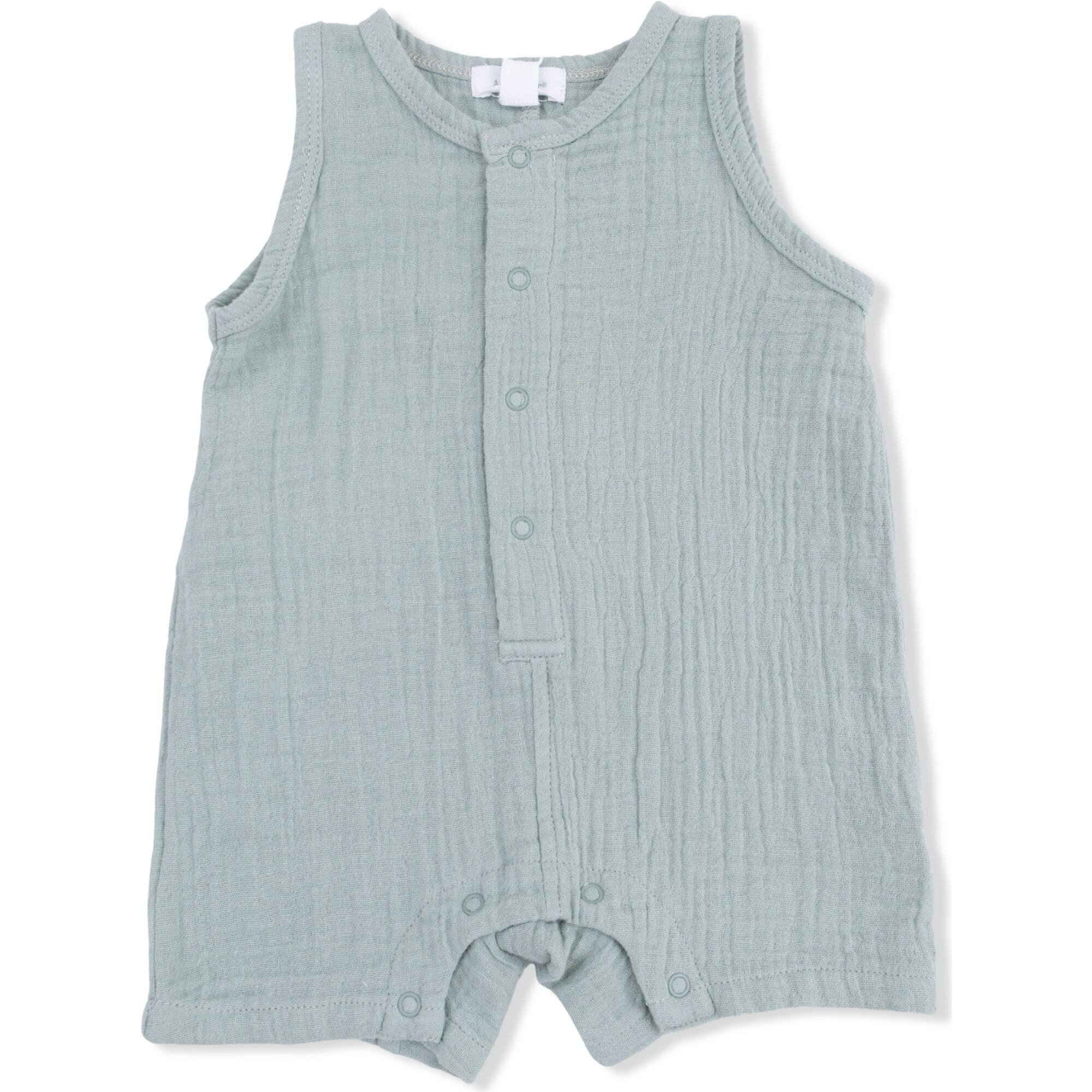 Solid Muslin Jadeite - Sleeveless Shortie Romper