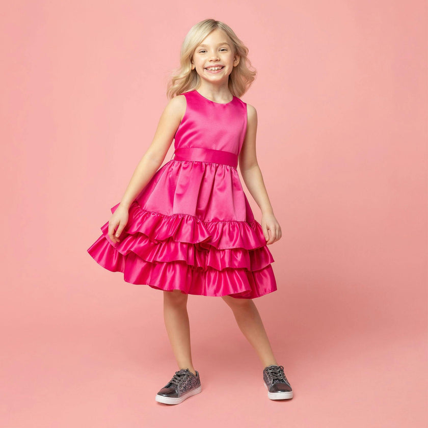 Arabella Frill Satin Party Dress