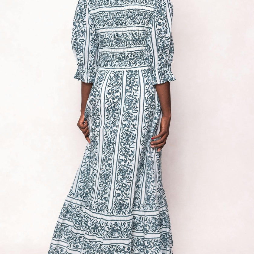 Danielle Dress in Blue Linear Print