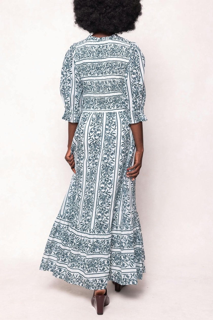 Danielle Dress in Blue Linear Print