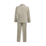Beige Slim-Fit Suit Set