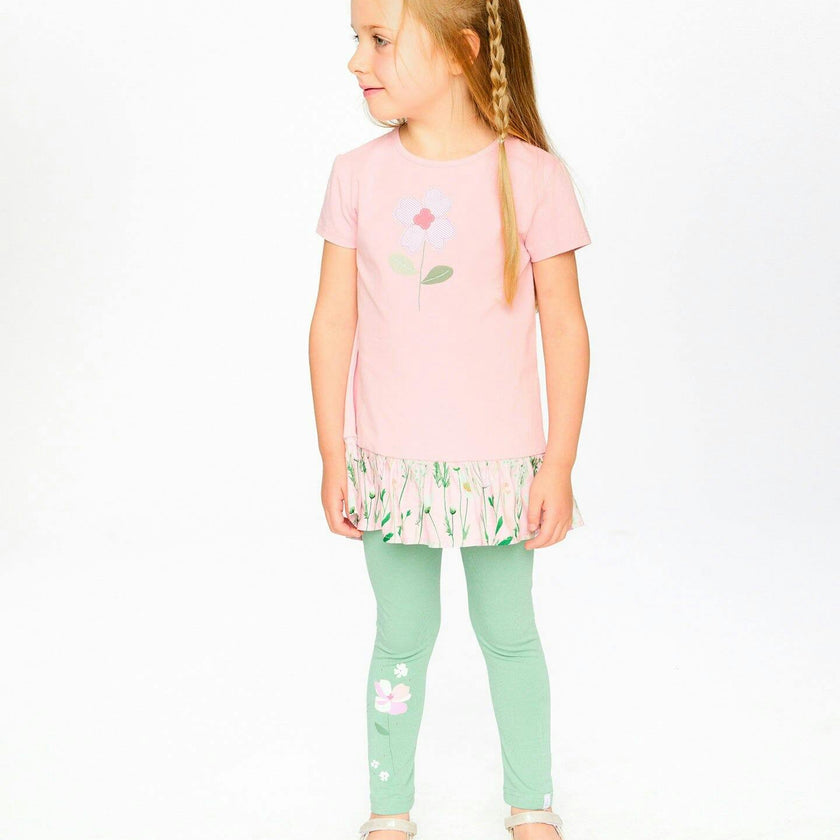 Organic Cotton Bi-Material Tunic With Ruffle