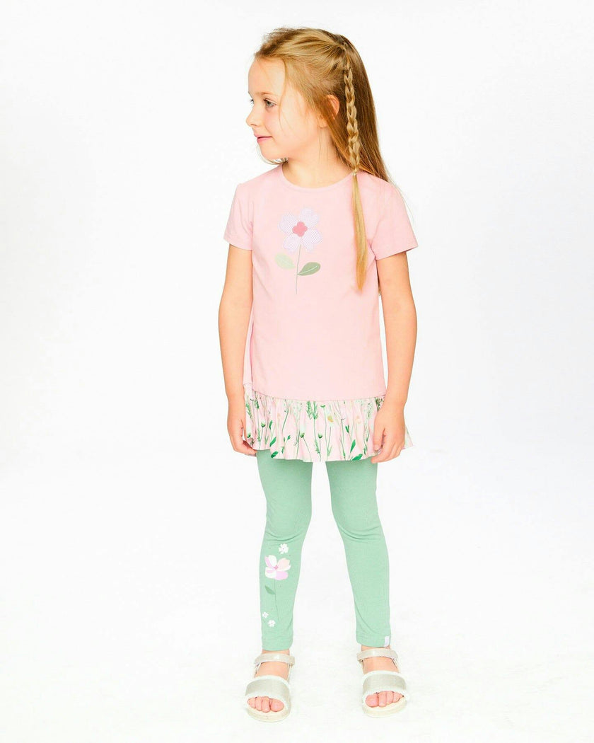 Organic Cotton Bi-Material Tunic With Ruffle