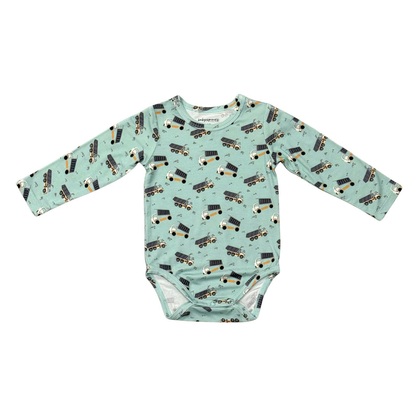 Baby Boy Long Sleeve Bodysuit in Dump Trucks