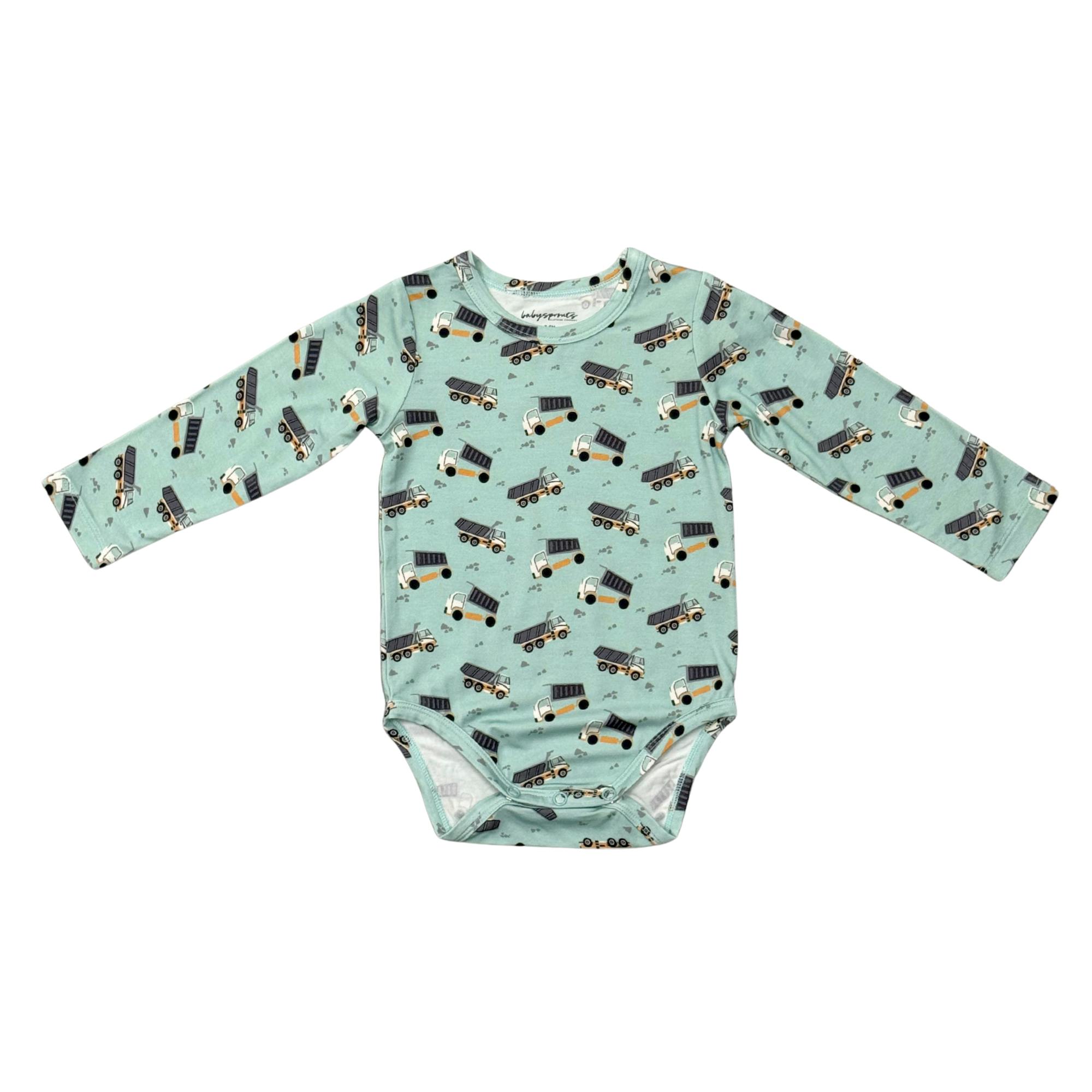 Baby Boy Long Sleeve Bodysuit in Dump Trucks