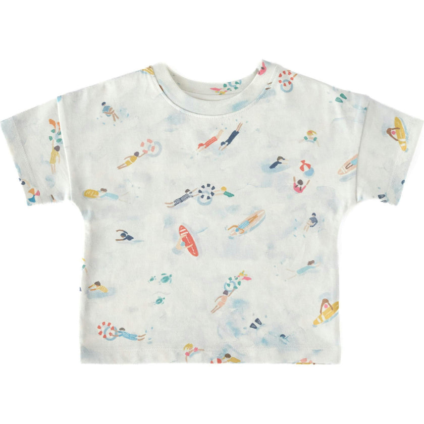 Crew Neck Dropped Shoulder T-Shirt, Multi