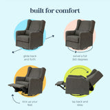 Carter's Arlo Recliner and Swivel Glider | Water Repellent & Stain Resistant Fabric