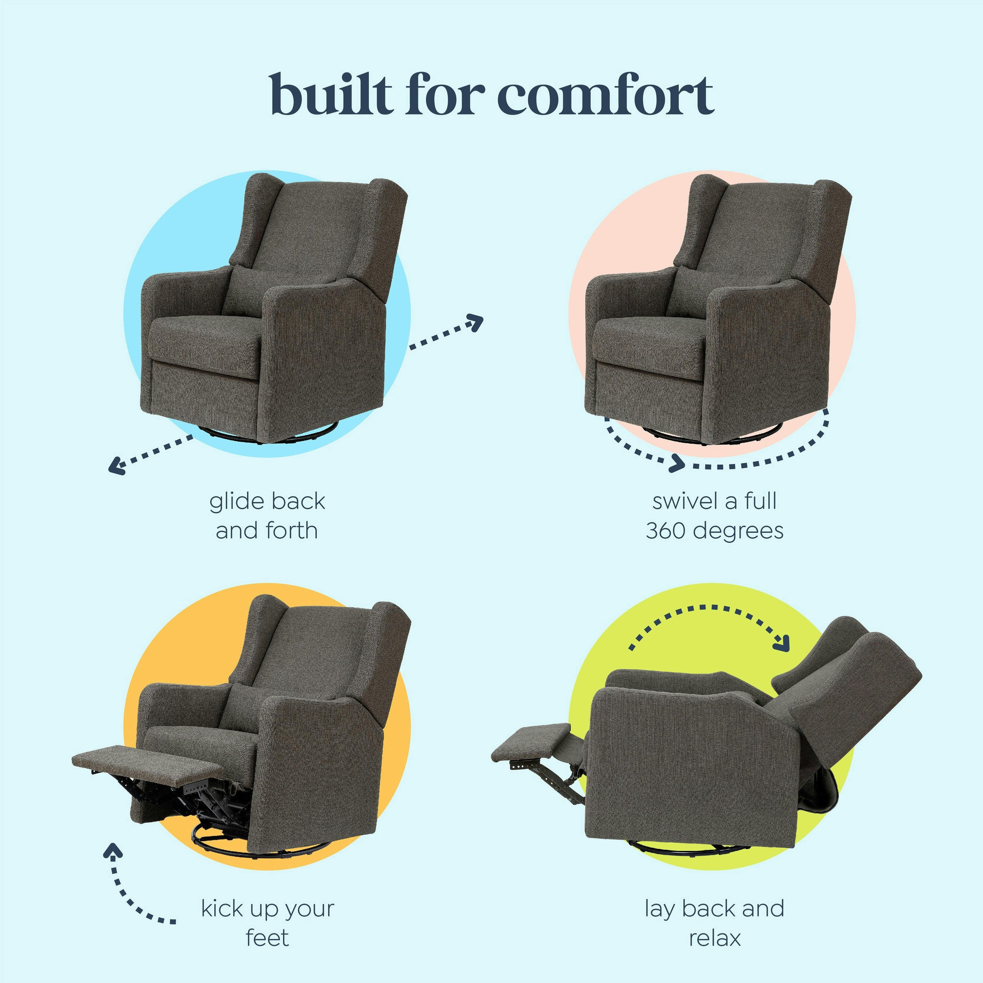 Carter's Arlo Recliner and Swivel Glider | Water Repellent & Stain Resistant Fabric