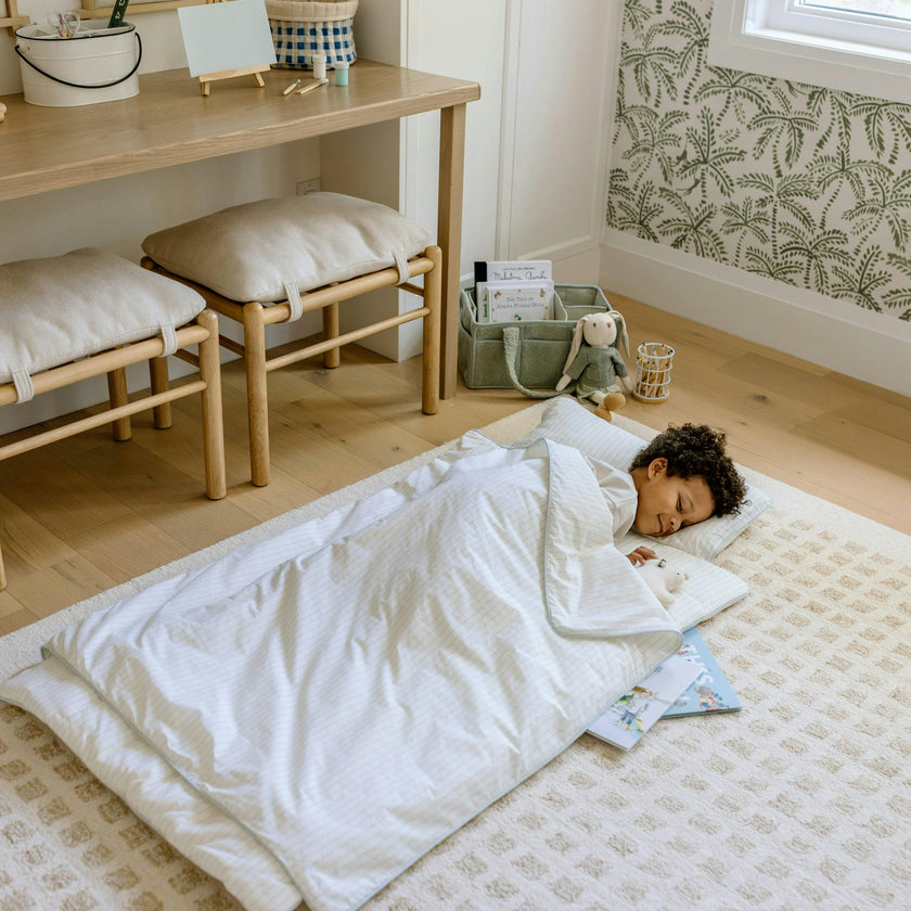 [NEW] XL Organic Nap Mat- Blue Stripe