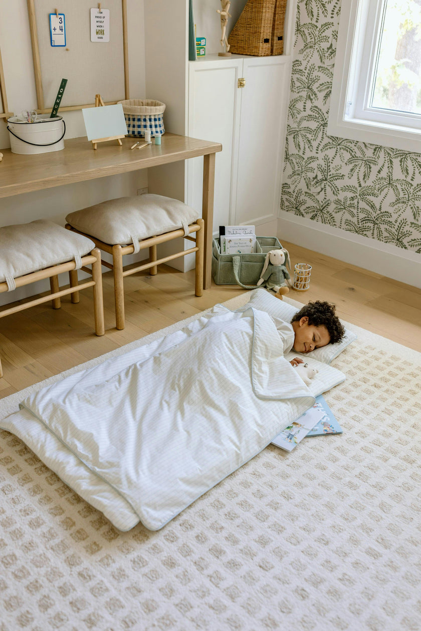 [NEW] XL Organic Nap Mat- Blue Stripe