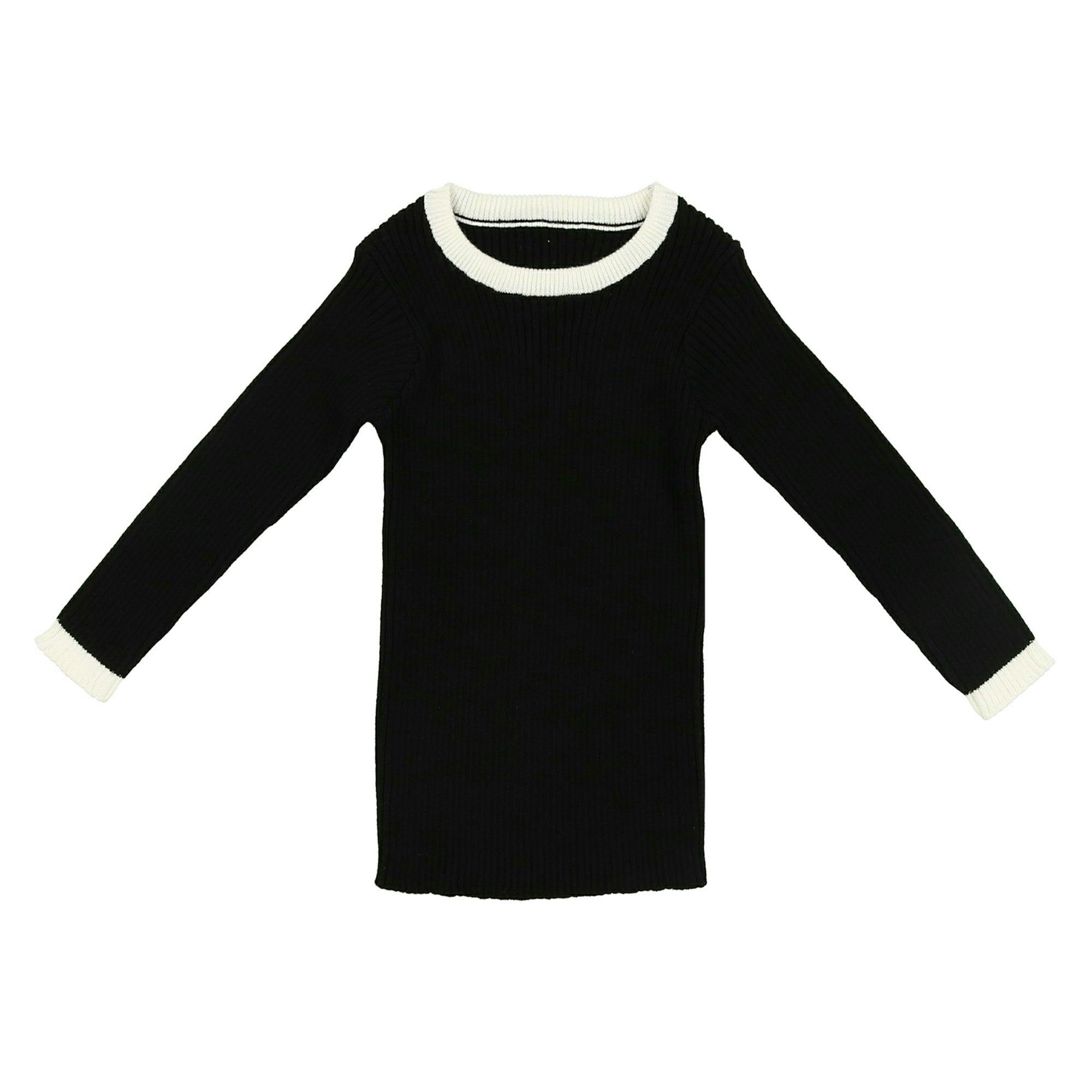 Boy Knit Contrast Piped Round Neck Long Sleeve Sweater