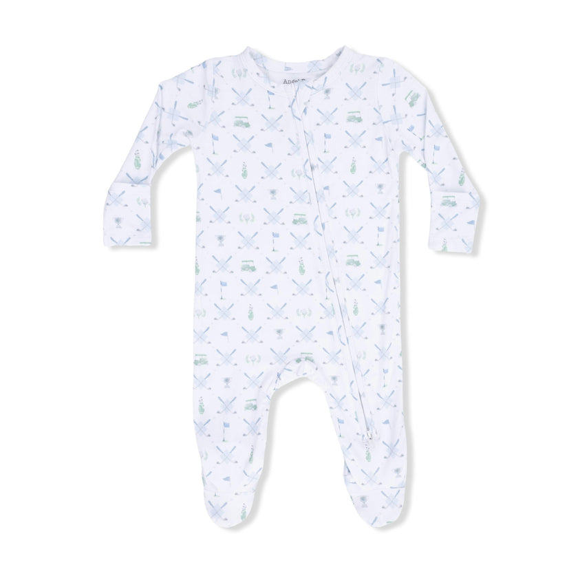 Golf Trellis Blue - 2 Way Zipper Footie