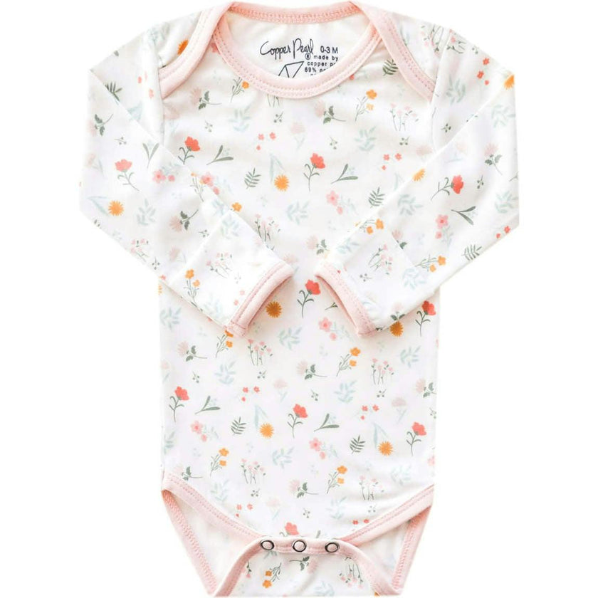 Ultra Soft Long Sleeve Overlap Shoulders Bodysuit, Prints