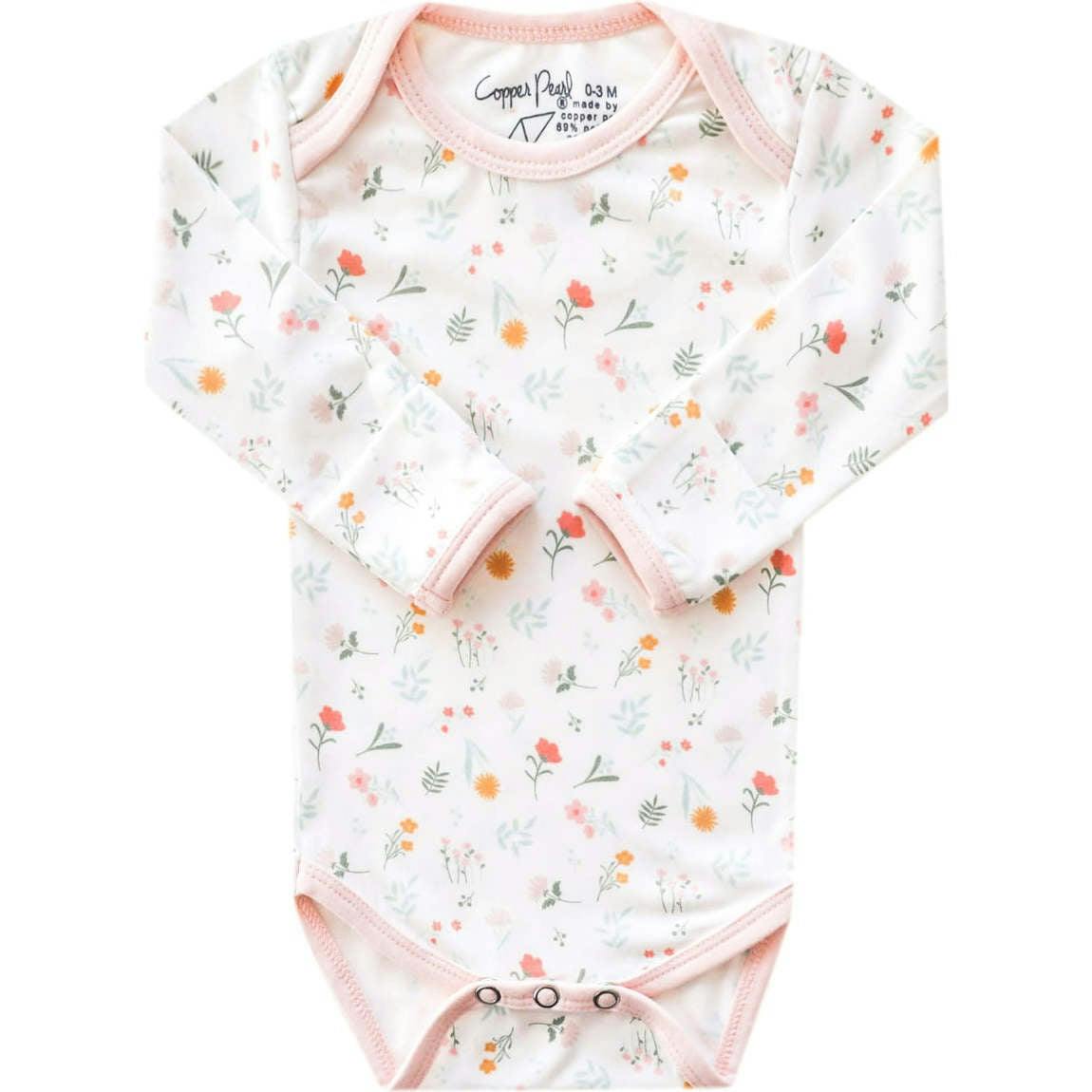 Ultra Soft Long Sleeve Overlap Shoulders Bodysuit, Prints