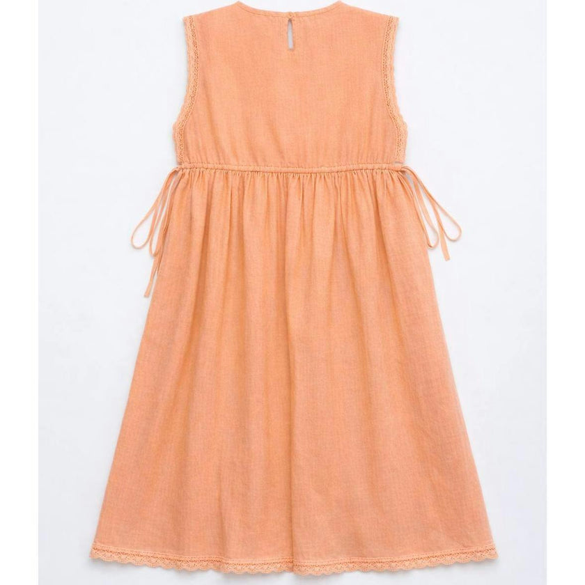 BIRDS EMBROIDERED DRESS PEACH