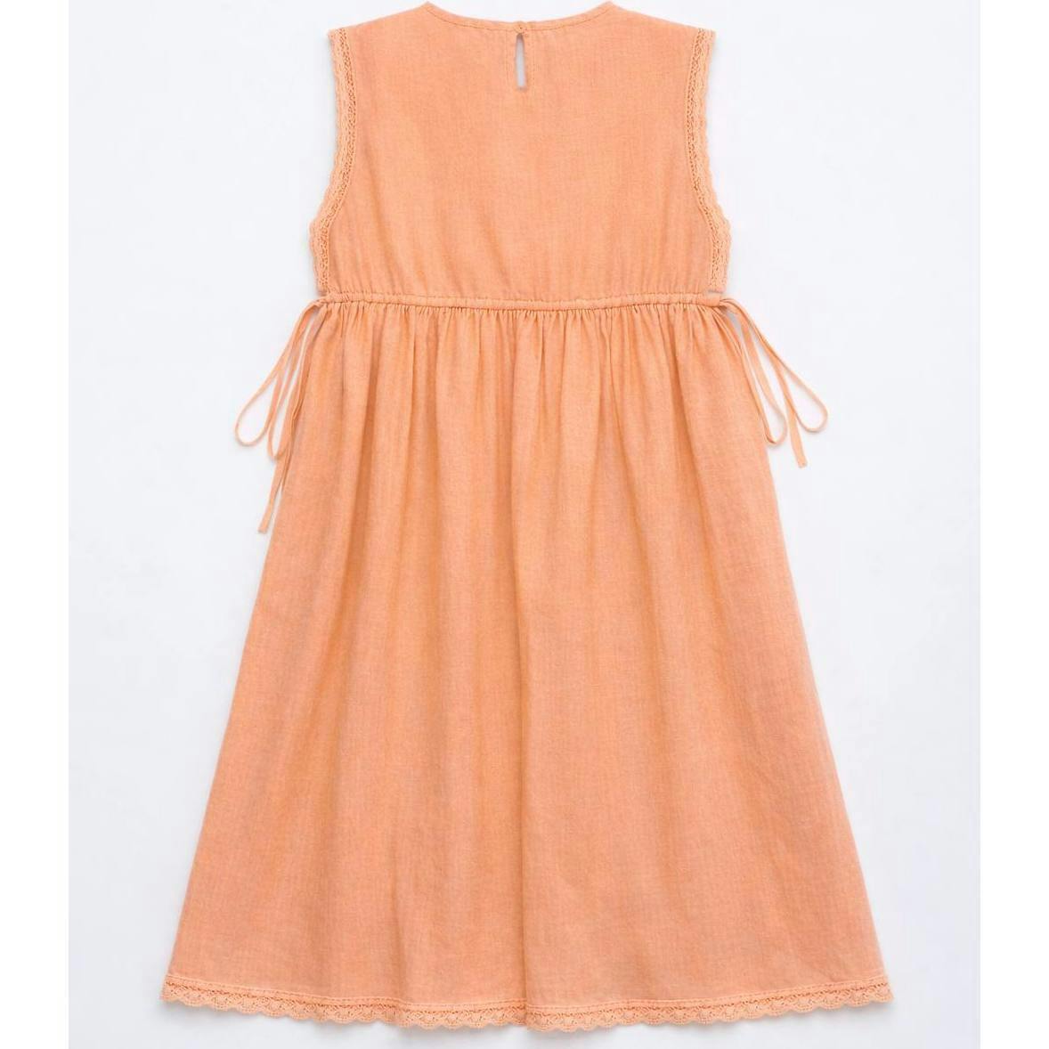 BIRDS EMBROIDERED DRESS PEACH