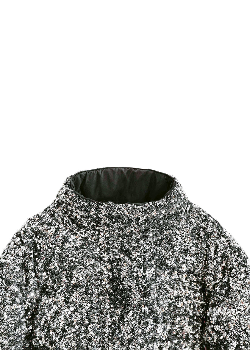 Black Glitter Puffer Jacket